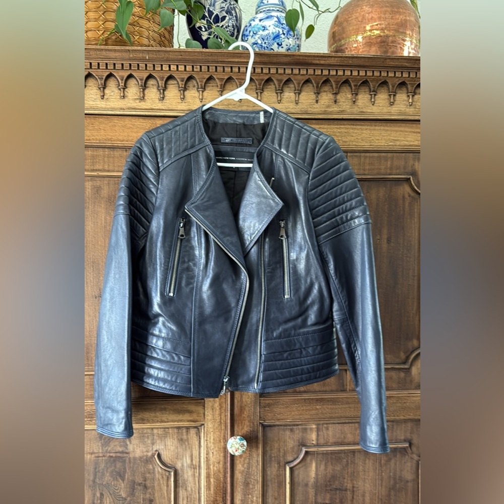 Navy Luxury Leather Jacket